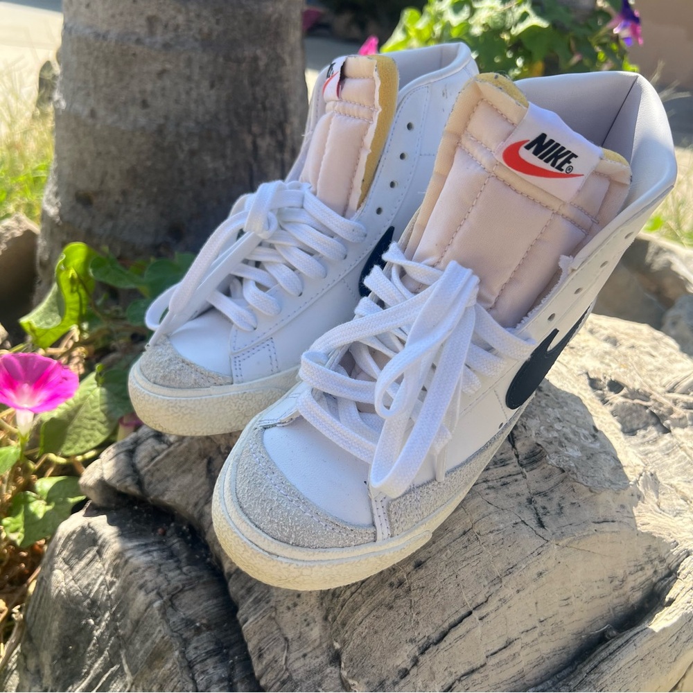 Nike White and Black High-Top Sneakers